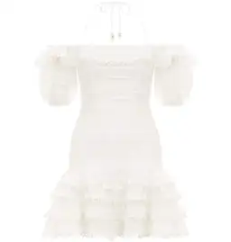 Zimmermann Allia Pintuck Short Dress Ivory Size 0P / AU 6 for rent on The Volte - image 3
