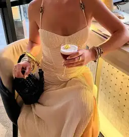 Manning Cartell Double Time Pleat Dress In Nougat // Size 10  for rent on The Volte - image 5