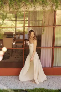 Manning Cartell Double Time Pleat Dress In Nougat // Size 10  for rent on The Volte - image 3