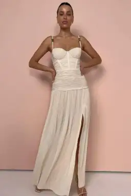 Manning Cartell Double Time Pleat Dress In Nougat // Size 10  for rent on The Volte - image 7