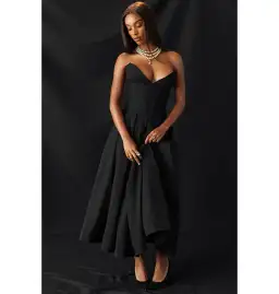 House of CB Lady Strapless Midi Dress Black Size AU 8  for rent on The Volte - image 1