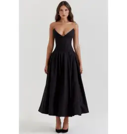 House of CB Lady Strapless Midi Dress Black Size AU 8  for rent on The Volte - image 4