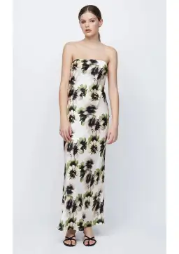 Bec & Bridge Bloom Silk Strapless Maxi in Ivory Floral Print Size 8 for rent on The Volte - image 1