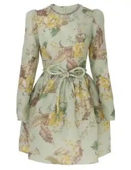 Zimmermann Matchmaker Tulip Mini Dress in Mint Tropical Floral Size 2/Au 12  for rent on The Volte - image 2