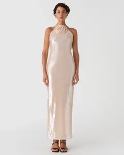 Misha Collection Allegra Sequin Maxi Dress Champagne  Size 8