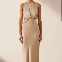 Shona Joy - La Lune Twist Front Sleeveless Midi Dress - Gold for rent on The Volte - image 1