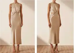 Shona Joy - La Lune Twist Front Sleeveless Midi Dress - Gold for rent on The Volte - image 2