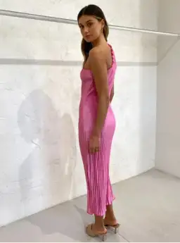 L'idee Soiree One Shoulder Midi Dress in Hot Pink Size 10 for rent on The Volte - image 3