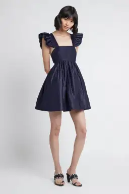 Aje Revitalise Frill Mini Dress Washed Indigo Size XS / AU 6 for rent on The Volte - image 1