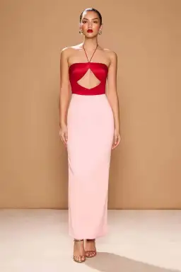 Sonya Moda Siena Spliced Midi Dress Red/Pink Size 10 for rent on The Volte - image 3