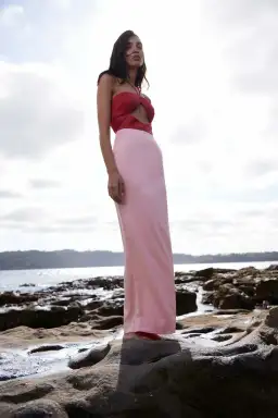 Sonya Moda Siena Spliced Midi Dress Red/Pink Size 10 for rent on The Volte - image 1