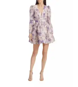 Zimmermann The Lyrical Cross Over Mini In Blue Iris Cream Size 0/ Au 8