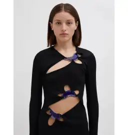 Christopher Esber Looped Moonstone Long Sleeve Dress Black Size AU 10 for rent on The Volte - image 2