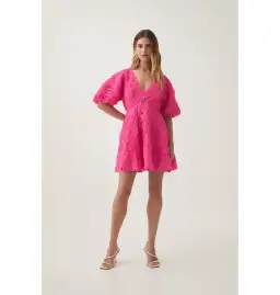 Aje Florential Mini Swing Dress Azalea Pink Size AU 14