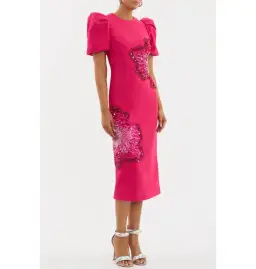Rebecca Vallance Layana Midi Dress in Raspberry Size AU 10 for rent on The Volte - image 3