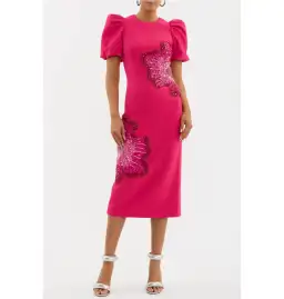 Rebecca Vallance Layana Midi Dress in Raspberry Size AU 10 for rent on The Volte - image 1