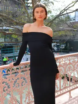 By Nicola Off the Shoulder Maxi Dress in Black Size 14 for rent on The Volte - image 8