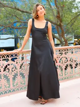 By Nicola Beneath The Stars Bias Cut Slip Dress In Black Size 12 for rent on The Volte - image 1