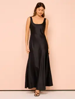 By Nicola Beneath The Stars Bias Cut Slip Dress In Black Size 12 for rent on The Volte - image 4