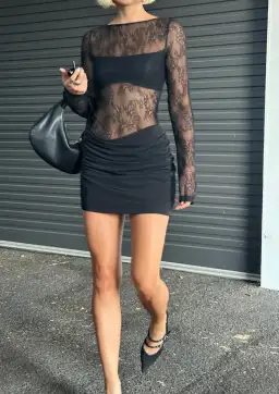 Benni Yana Lace Mini Dress Black Size 6 for rent on The Volte - image 3