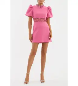 Rebecca Vallance Aubree Collar Mini Dress Pink Size 10