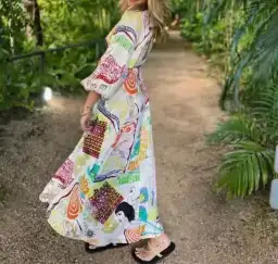 Zimmermann Shelly Billow Long Sleeve Dress in Poster Print Size 1 / AU 10 for rent on The Volte - image 3