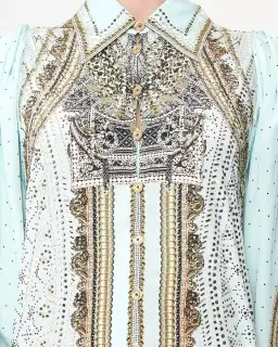 Camilla Curved Collar Shirt Midi Dress Luxe Espiritu Size L / AU 14 for rent on The Volte - image 5