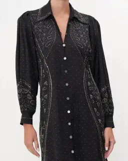 Camilla Curved Collar Shirt Midi Dress Luxe Espiritu  Size L / AU 14 for rent on The Volte - image 4