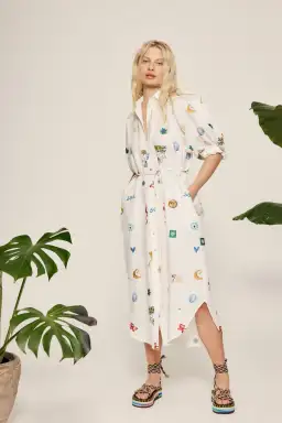 Alémais Soleil Embroidered Shirtdress White/Multi Size 12