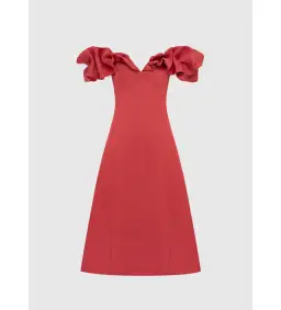 Leo Lin Annie Off Shoulder Midi Dress in Mulberry Size 10 for rent on The Volte - image 1