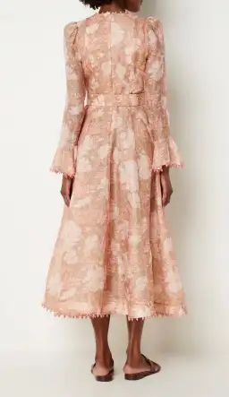 Zimmermann Kaleidoscope Belted Embellished Linen And Silk Blend Midi Dress Floral Size 0 / AU 8 for rent on The Volte - image 3