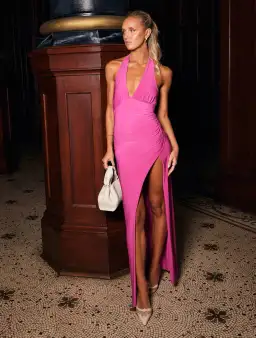 With Harper Lu Halter Maxi Dress in Fuchsia Size M / AU 10 for rent on The Volte - image 1