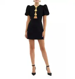 Rebecca Vallance Sirene Puff Sleeve Mini Dress Black Size AU 8 for rent on The Volte - image 1