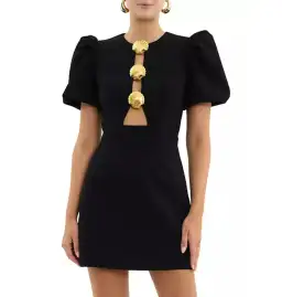 Rebecca Vallance Sirene Puff Sleeve Mini Dress Black Size AU 8 for rent on The Volte - image 2