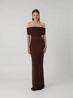 Effie Kats Viela Gown Cocoa Brown Size XS (6-8 AU) for rent on The Volte - image 1