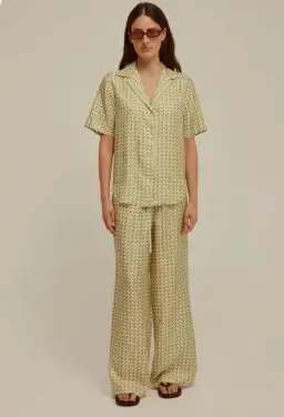 Venroy Silk Short Sleeve & Pant Set Peach Whip V Monogram Size XS/Au 6  for rent on The Volte - image 1