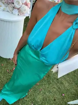The Wolf Gang Oahu Slip Maxi Dress in Aquamarine Blue | Size S Small AU 8  for rent on The Volte - image 6