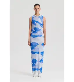 Scanlan Theodore Italian Watercolour Cloud Print Dress Blue Floor Length Size 8 for rent on The Volte - image 1