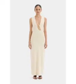 Sir the Label Kinetic Beaded Maxi Dress Ecru Size 1/Au 8 