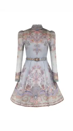 Zimmermann The Eden Belted Mini Dress in Blue Paisley Size 1/Au 10 for rent on The Volte - image 3