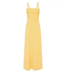 AJE Soulful Pom Pom Midi Dress Yellow Size 8 for rent on The Volte - image 3