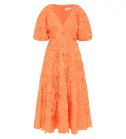 AJE Florential Textured Midi Dress Apricot Size 10 for rent on The Volte - image 2