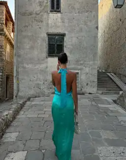 The Wolf Gang Oahu Slip Maxi Dress - Blue Aquamarine | Size  M , Medium , AU 10 for rent on The Volte - image 7