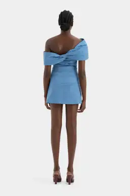 Sir the Label Jones Off Shoulder Mini Dress in Washed Blue Size 2 / AU 10 for rent on The Volte - image 2