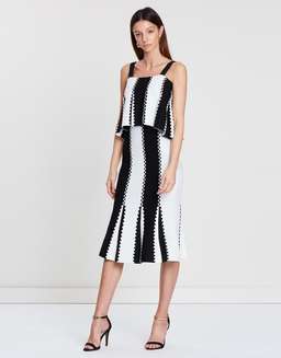 Sass and Bide Letter From Paris Dress Black White Stripe Size 8