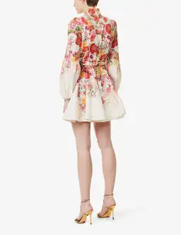 Zimmermann Wonderland Buttoned Mini Dress in Elka Poppy Ivory Border Size 1 / AU 10 for rent on The Volte - image 2