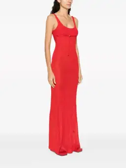 Jacquemus La Robe Maille Belted Long Knit Dress Red Size 6 for rent on The Volte - image 2