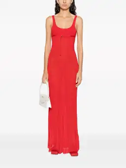 Jacquemus La Robe Maille Belted Long Knit Dress Red Size 6 for rent on The Volte - image 1