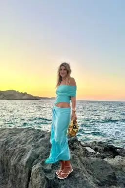 Benni Nico Off Shoulder Maxi Dress Aquamarine Size 8 for rent on The Volte - image 4