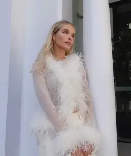 Bubish Gigi Sheer Feather Blouse Ivory Size 14 for rent on The Volte - image 3